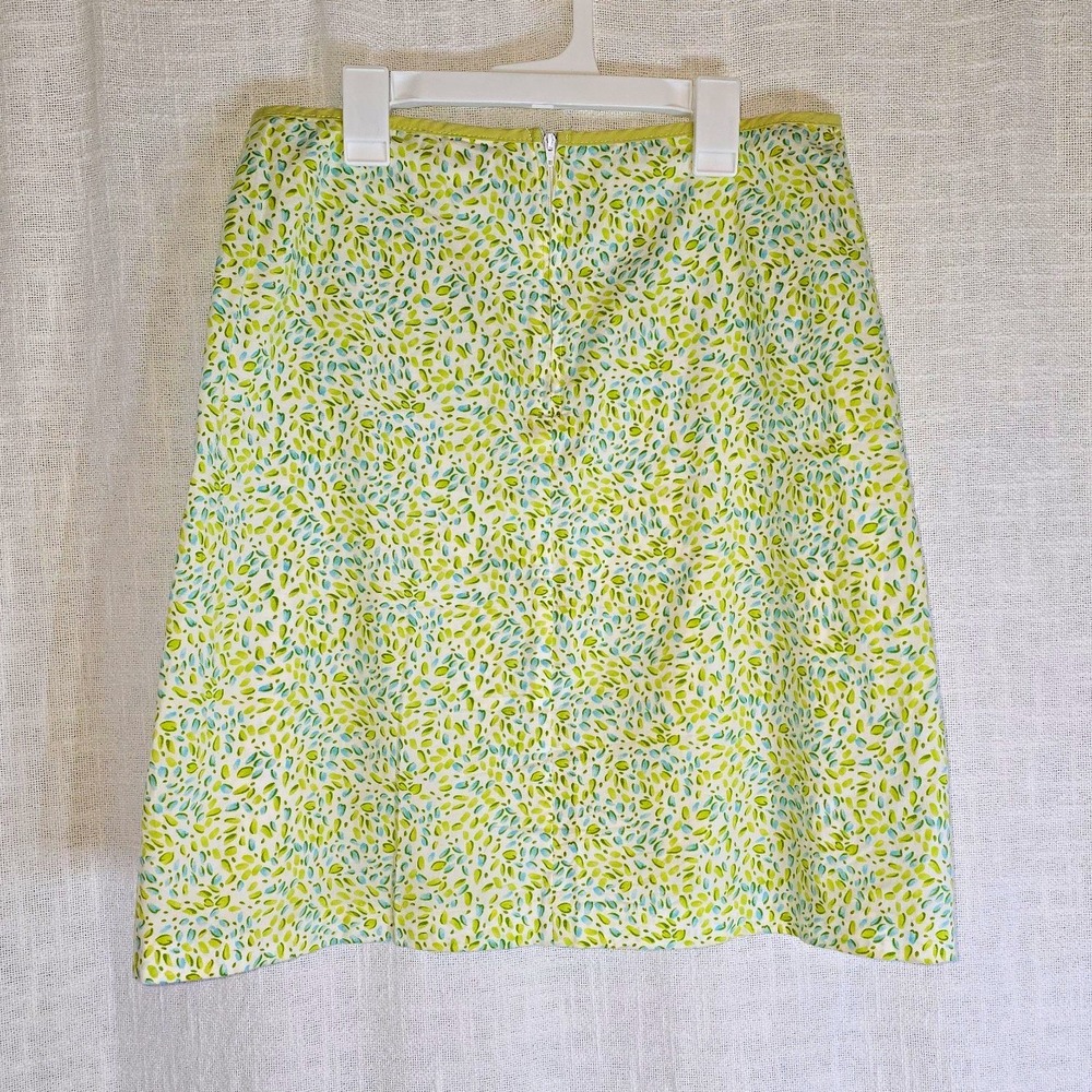 Studio Y Floral A-Line Knee Length Skirt Size S Green Blue White Zip Pockets